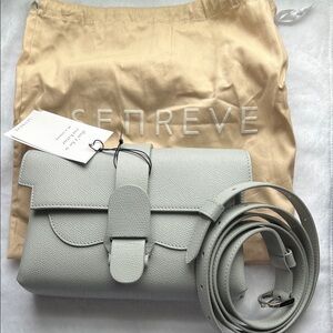 Senreve Aria Belt bag, Pale Gray Pebbled Leather Bag